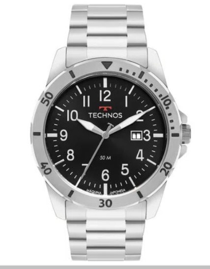 RELÓGIO TECHNOS MASCULINO MILITAR PRATA