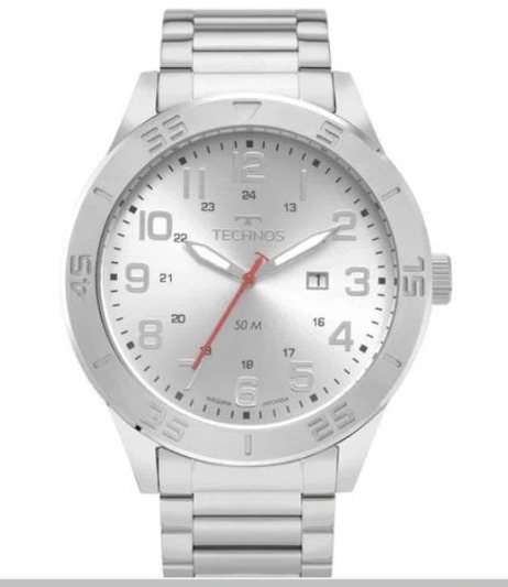 RELÓGIO TECHNOS MASCULINO MILITAR PRATA