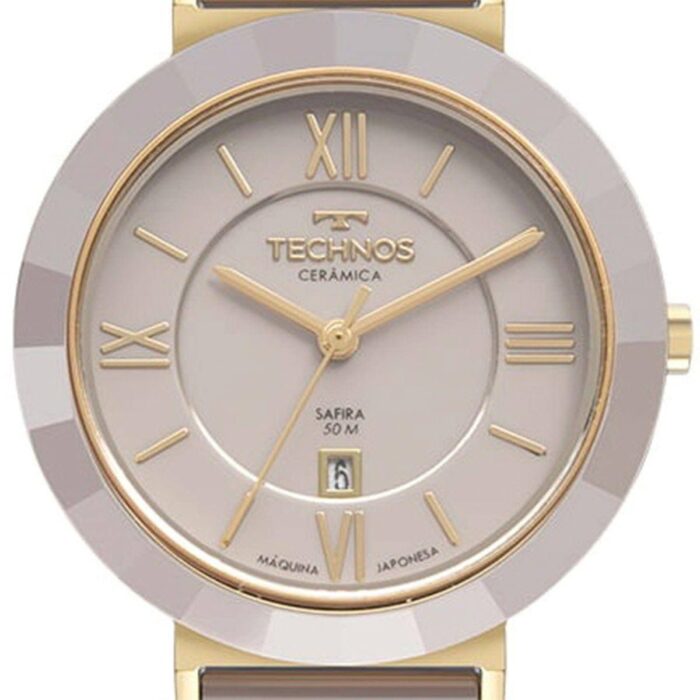 RELOGIO TECHNOS UNISSEX CERAMIC/SAPHIRE DOURADO - Imagem 2
